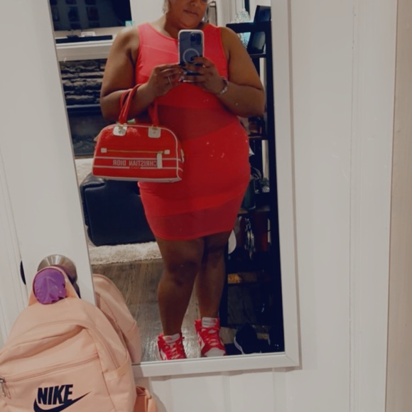 SHEIN SXY Plus Contrast Mesh Bodycon Dress - Picture 2 of 2